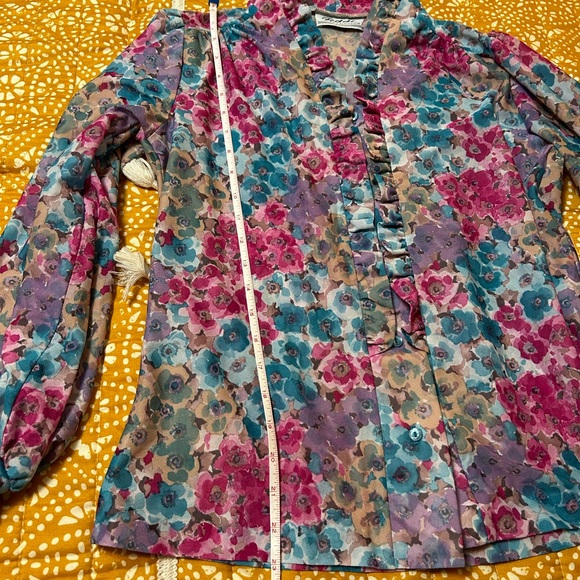 70s vintage Teddy of California floral polyester button down blouse - Picture 11 of 11